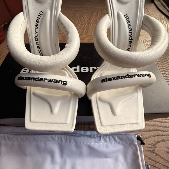 NEW Alexander Wang Julie Tubular Sandal White Leather Size 7 - Picture 4 of 15